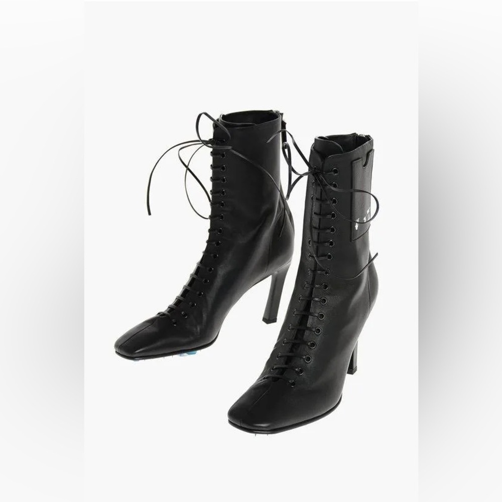 $1751 Off-White c/o Virgil Abloh Women's Lace-up Leather Ankle Boots - Picture 3 of 8